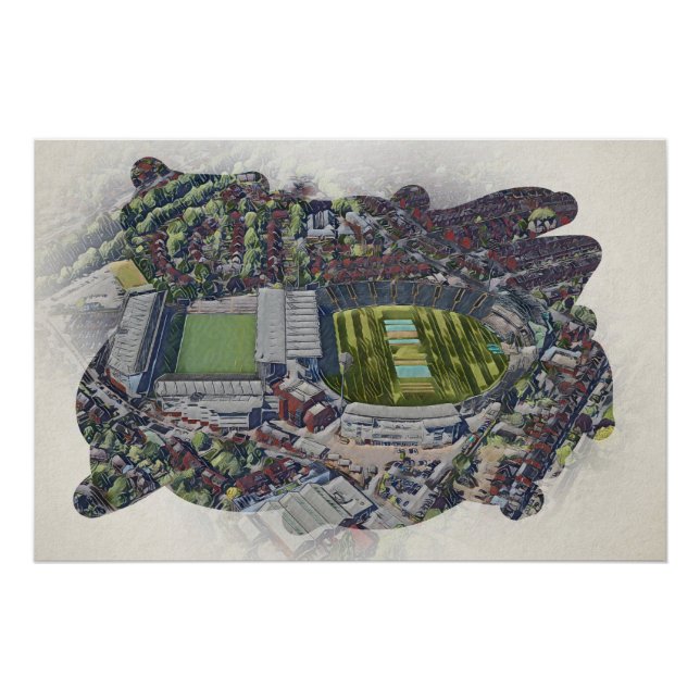 Póster Estádio de críquete artístico Leeds, Yorkshire (Frente)