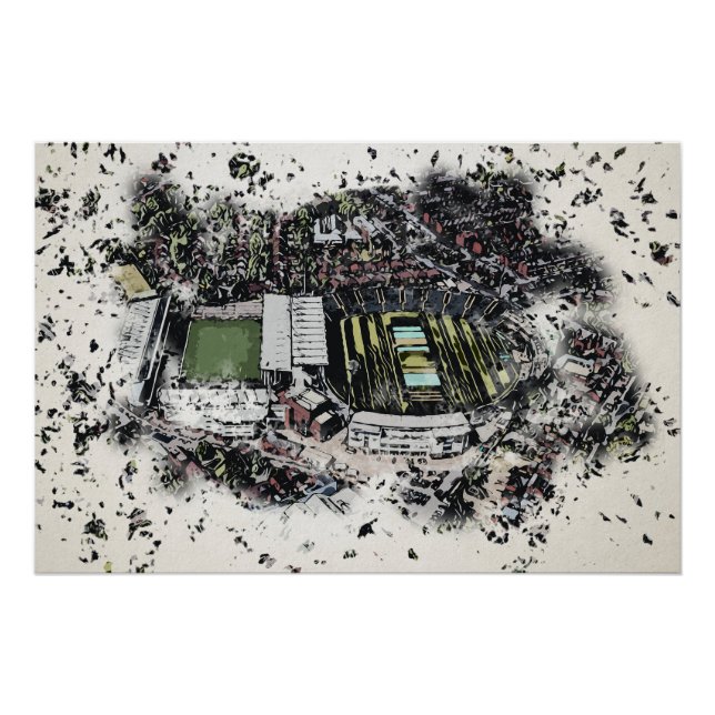 Póster Estádio de críquete artístico Leeds, Yorkshire (Frente)