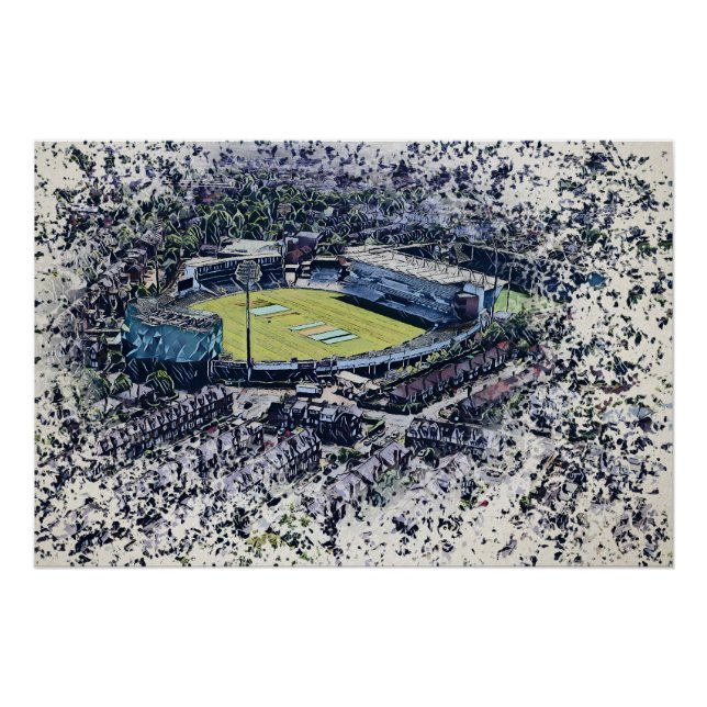 Póster Estádio de críquete artístico Leeds, Yorkshire (Frente)