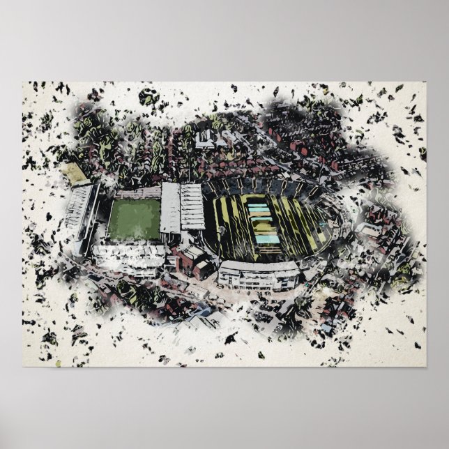 Poster Estádio de críquete artístico Leeds, Yorkshire (Frente)