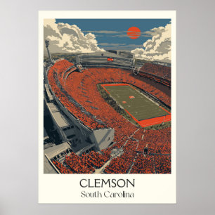 Poster Estádio de Futebol Clemson South Carolina