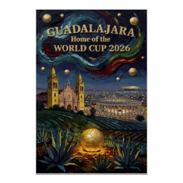 Póster Estádio de Futebol Elegante Guadalajara Arte 2026
