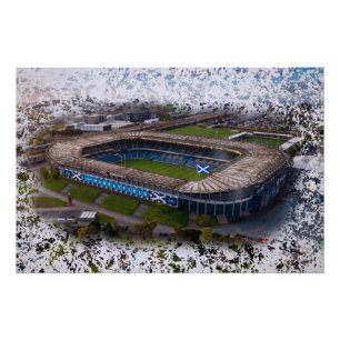 Póster Estádio de Rugby de Edimburgo com a Bandeira da Es