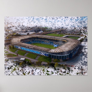Poster Estádio de Rugby de Edimburgo com a Bandeira da Es