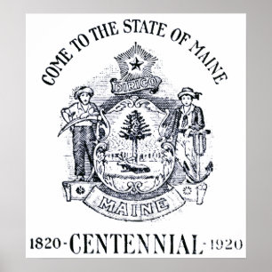 Póster Estado 1920 de Centennial de Maine