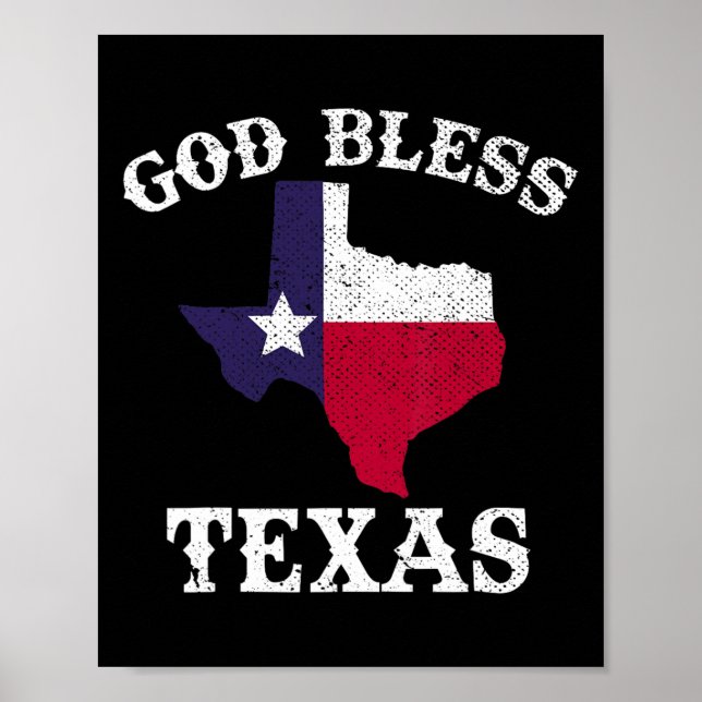 Poster Estado Americano Texas Flag Texan Deus abençoe Tex (Frente)