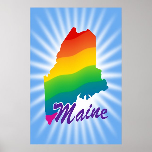 Póster Estado Arco-íris do Maine (Frente)