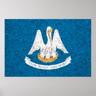 Poster Estado da Louisiana Flag Grunge