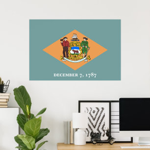 Póster Estado de bandeira de Delaware