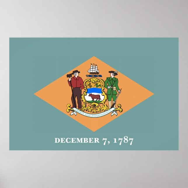 Póster Estado de Bandeira de Delaware (Frente)