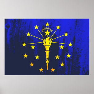 Poster Estado de Indiana Flag Grunge