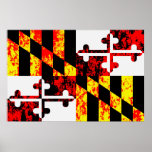 Poster Estado de Maryland - Pop Art<br><div class="desc">Renderização artística da bandeira do estado de Maryland com efeitos de textura gigantes.</div>
