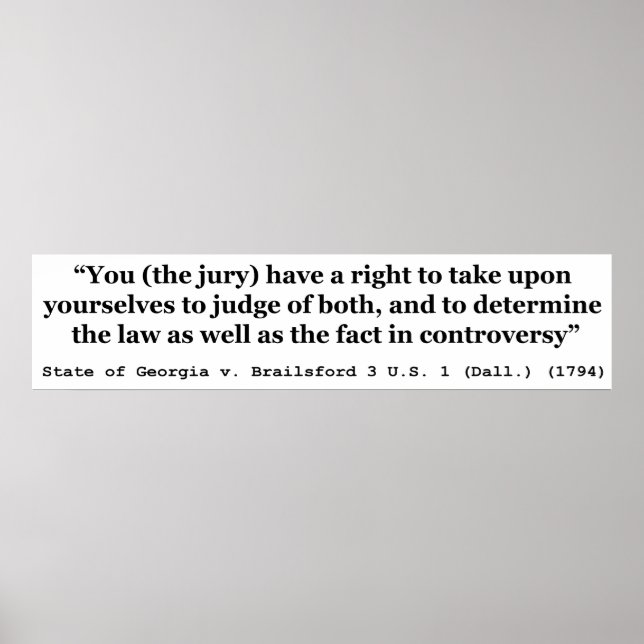 Poster Estado de Nulificação do Júri Geórgia vs Brailsfor (Frente)