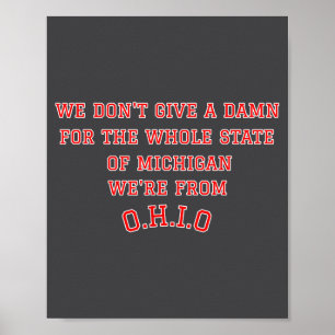 Poster Estado de Ohio Não Damos Um Pelo Michigan