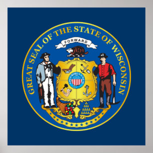 Poster Estado de selo de Wisconsin