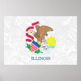 Poster Estado do Illinois Flag Grunge