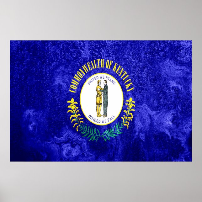 Poster Estado do Kentucky Flag Grunge (Frente)