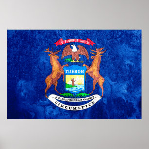 Poster Estado do Michigan Flag Grunge