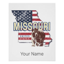 Estado do Missouri United States Retro Map Vintage