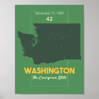 Poster Estado Evergreen, Estado de Washington