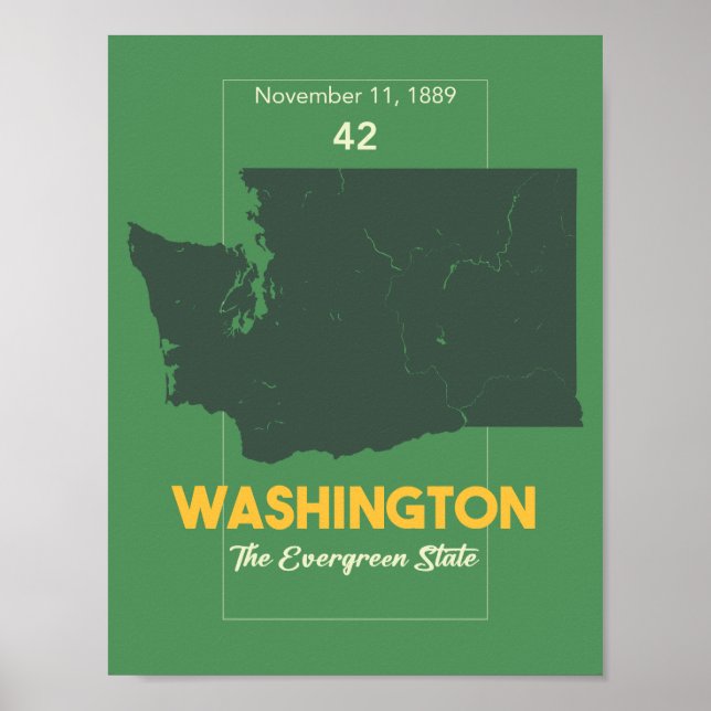 Poster Estado Evergreen, Estado de Washington (Frente)