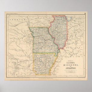 Póster Estados de Illinois, de Missouri, e de Arkansas