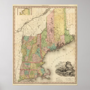Póster Estados de Maine, New Hampshire, Vermont