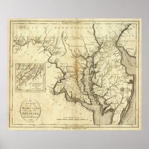 Póster Estados de Maryland e de Delaware