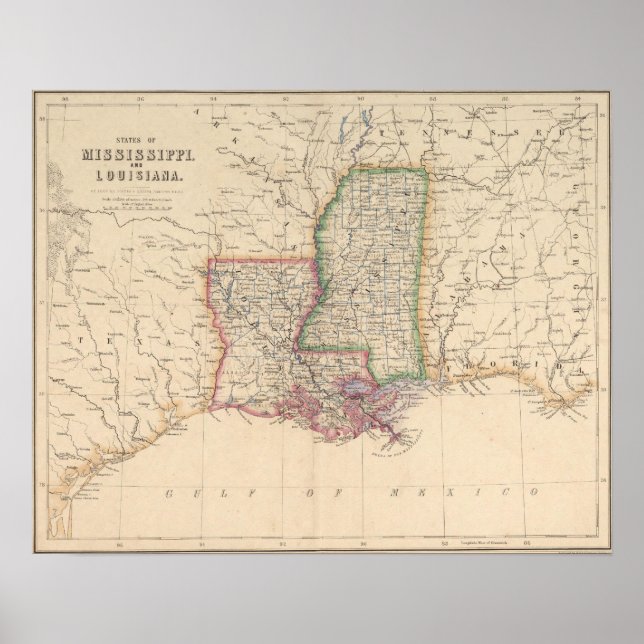 Póster Estados do Mississippi e da Louisiana (Frente)