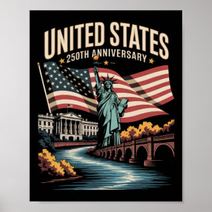 Poster Estados Unidos 250º Aniversário Patriótico Vintage