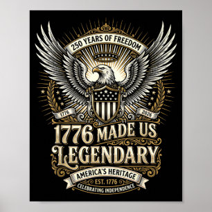 Poster Estados Unidos 250 anos quarto de julho patriótico