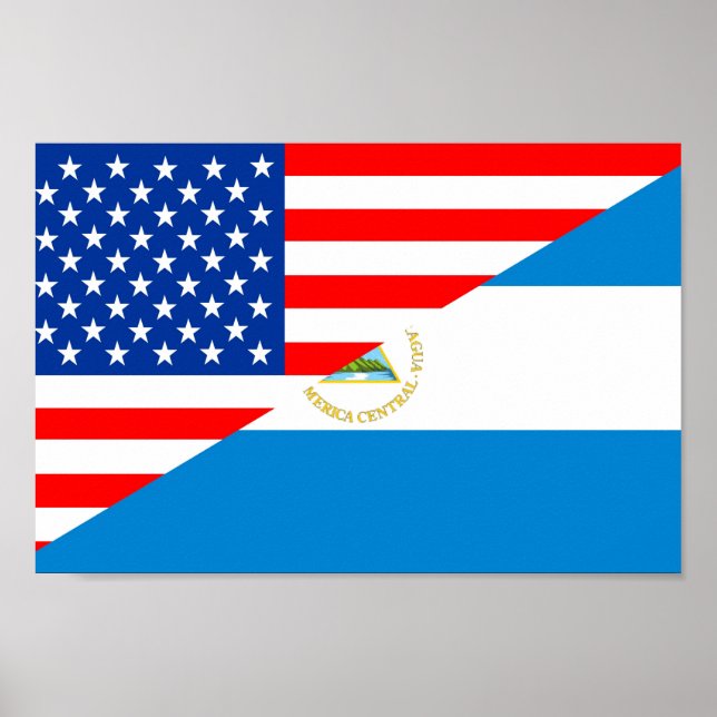 Póster estados unidos america nicaragua meia bandeira eua (Frente)