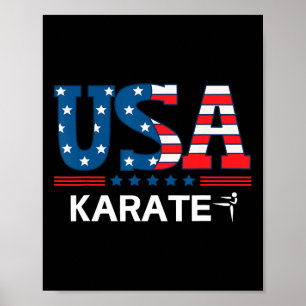 Poster Estados Unidos Bandeira Karate Usa Team Esporte Ka