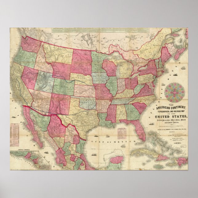 Poster Estados Unidos Continentes Americanos (Frente)