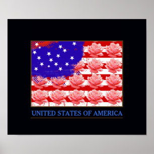 Poster Estados Unidos da América com rosas