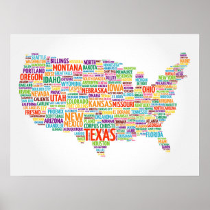 Poster Estados Unidos e cidades