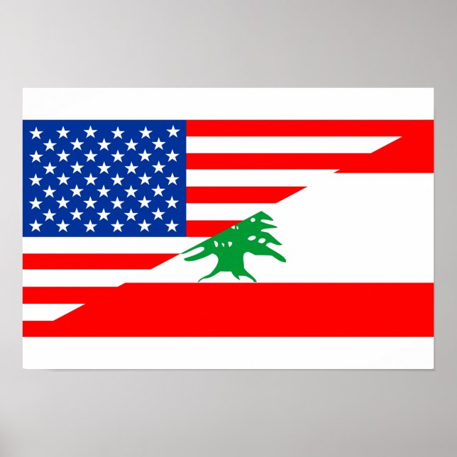 Póster estados unidos estado américa lebanon half flag (Frente)