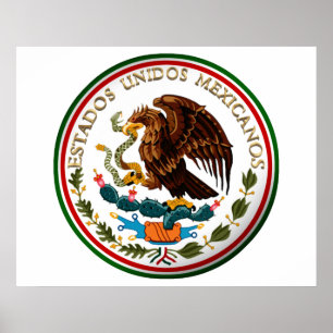 Póster Estados Unidos Mexicanos (águia de pavilhão mexica