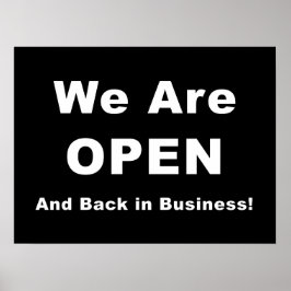 Poster Estamos Abertos e Voltamos aos Negócios