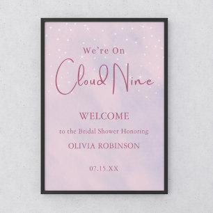 Poster Estamos no Cloud Nine Pink Girl Chá de fraldas bem