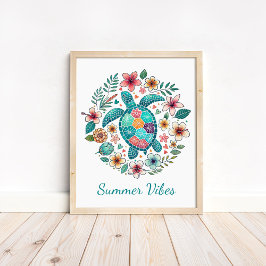 Poster Estampa de Arte da Tartaruga Marinha Boho - Arte d