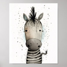 Poster Estampa de zebra fofa 