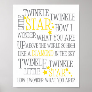 PÓSTER ESTAMPADO DE ARTE TWINKLE TWINKLE LITTLE STAR-8X10