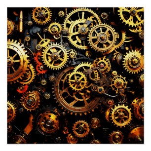 Póster Estampunk Clockwork Gears 1004