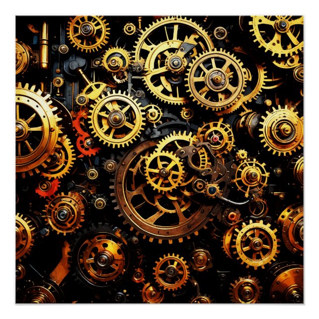 Póster Estampunk Clockwork Gears 1004 (Frente)