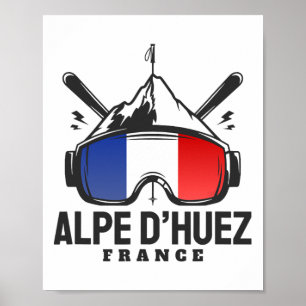Poster Estância de Esqui Alpe D'huez França Esqui Retro