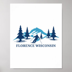 Poster Estância de esqui Florence Wisconsin Esqui Esquiad