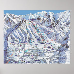 Póster Estância de esqui, Romania, Piana Brasov, mapa