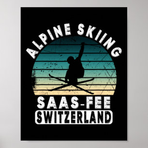 Poster Estância de esqui Saas-fee Alpes suíços Esqui alpi