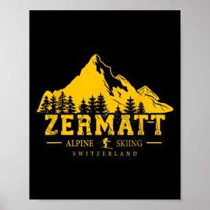 Poster Estância de esqui Zermatt Suíça Esqui alpino Suíço